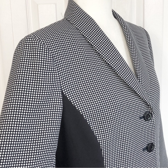 Tahari ASL Black & White Print Colorblock Cropped Blazer Jacket 10 - Picture 5 of 16